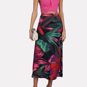 Farm Rio Midnight Leaves Lenzing™ Ecovero™ Viscose Midi Skirt